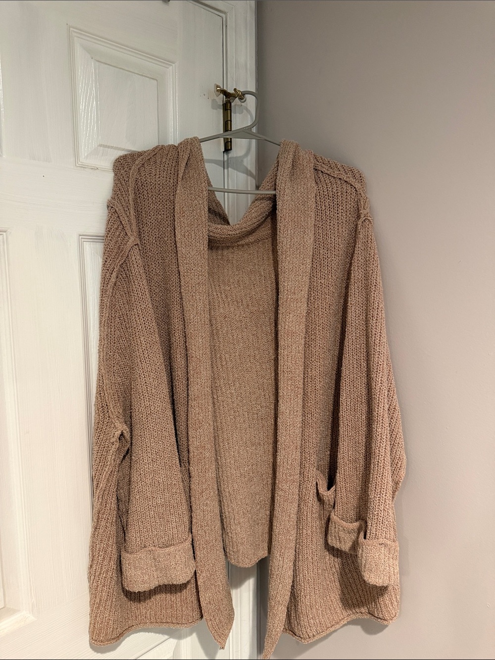 Free People Oversized Open-Front Cardigan - Blush pink/Taupe size xs/s